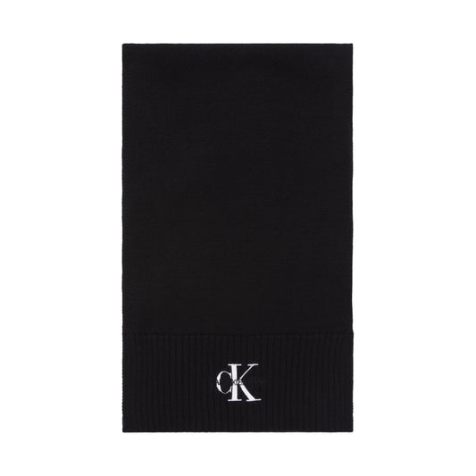 Calvin Klein Jeans womens black monologo embro knit scarf | Vilbury London