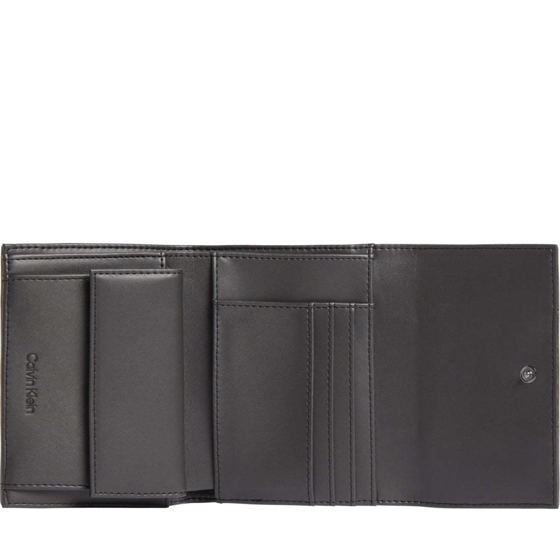 Calvin Klein womens gunmetal bar hardware gunmetal wallets | Vilbury London