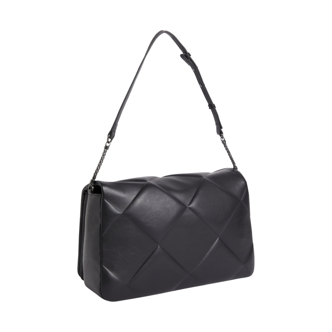 Calvin Klein womens black re-lo quilt shoulder bag | Vilbury London