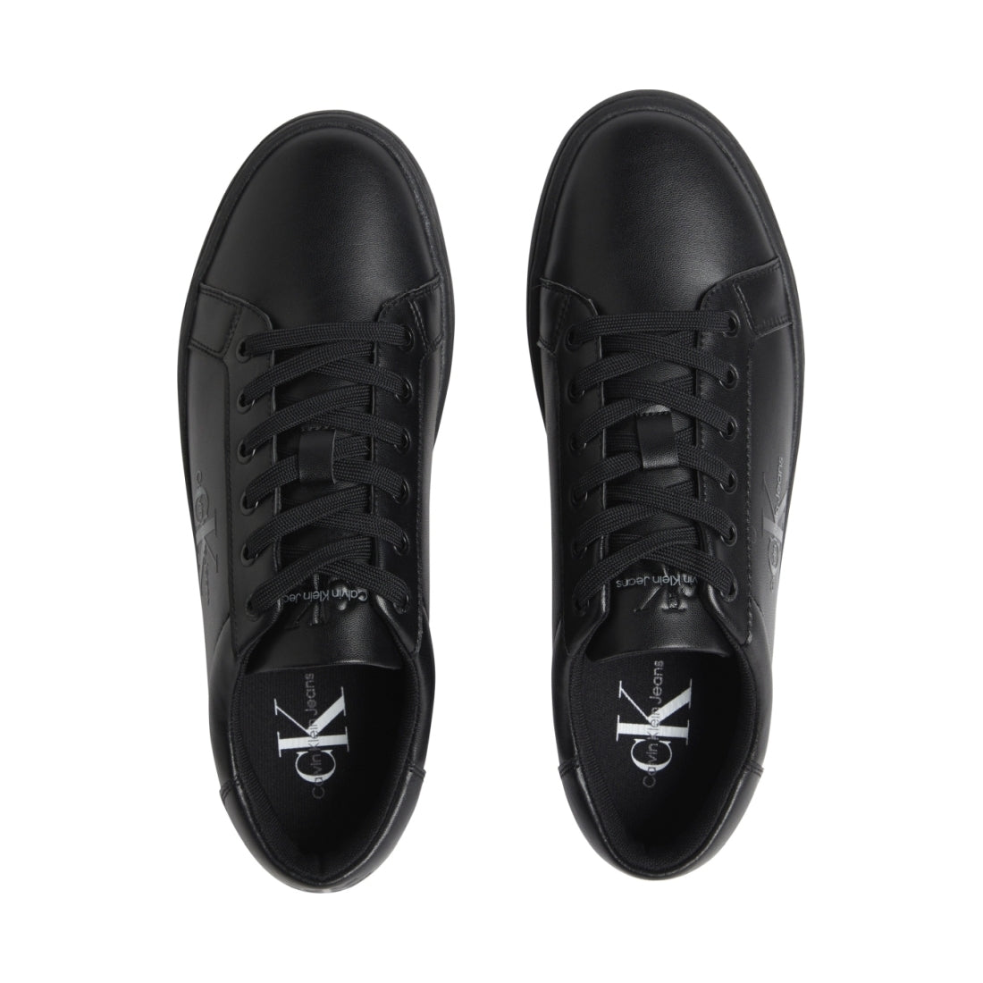 Calvin Klein Jeans mens triple black classic cupsole low sport shoe | Vilbury London