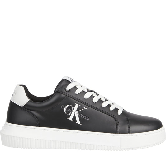 Calvin Klein Jeans mens black, white chunky cupsole mono sport shoe | Vilbury London