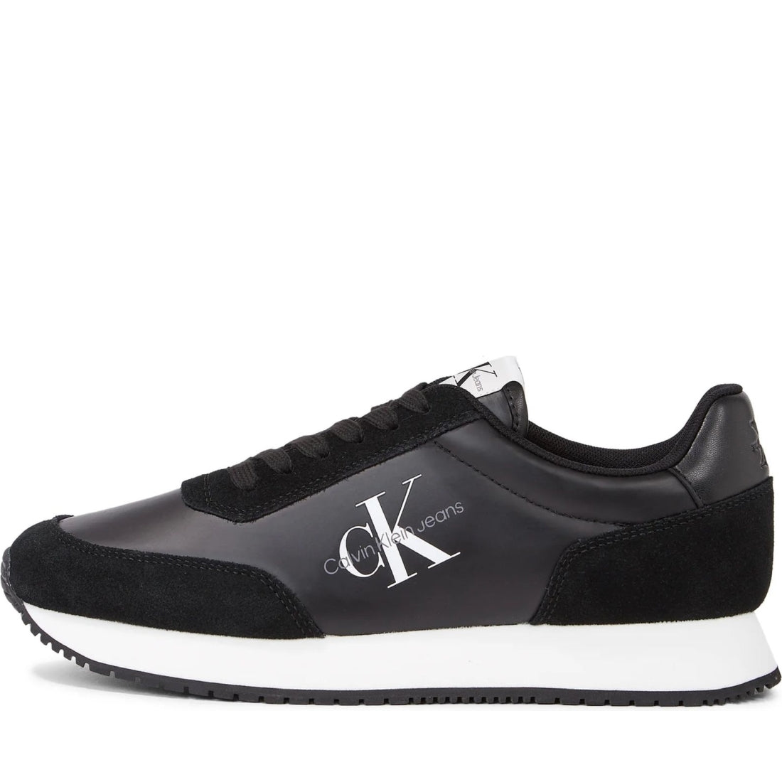 Calvin Klein Jeans womens black, white retro runner low pearl | Vilbury London