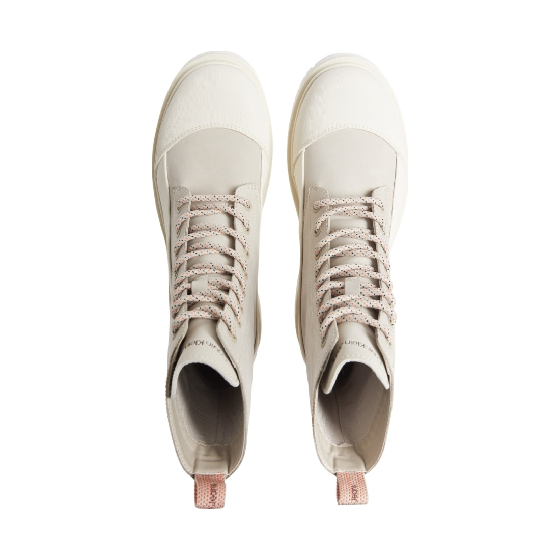 Calvin Klein Jeans womens eggshell, creamy chunky combat laceup boot | Vilbury London