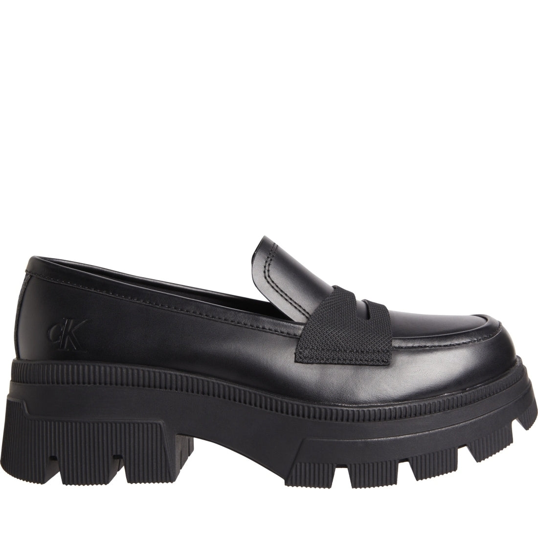 Calvin Klein Jeans womens triple black chunky combat loafer | Vilbury London