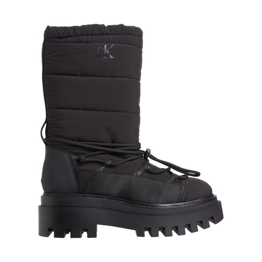 Calvin Klein Jeans womens triple black flatform snow boot | Vilbury London