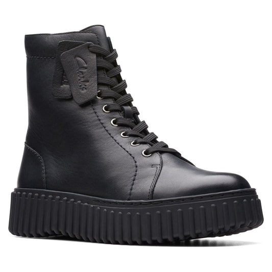 Clarks womens black torhill rise booties | Vilbury London