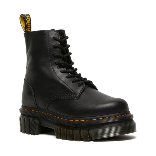 Dr. Martens womens black audrick 8-eye lux booties | Vilbury London