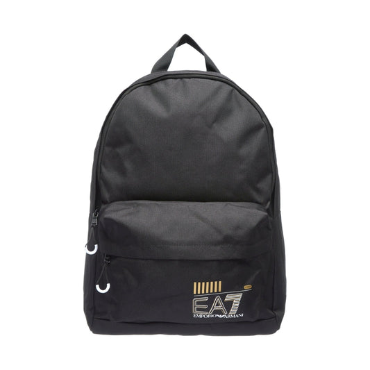 EA7 unisex adults black gold logo casual backpack | Vilbury London
