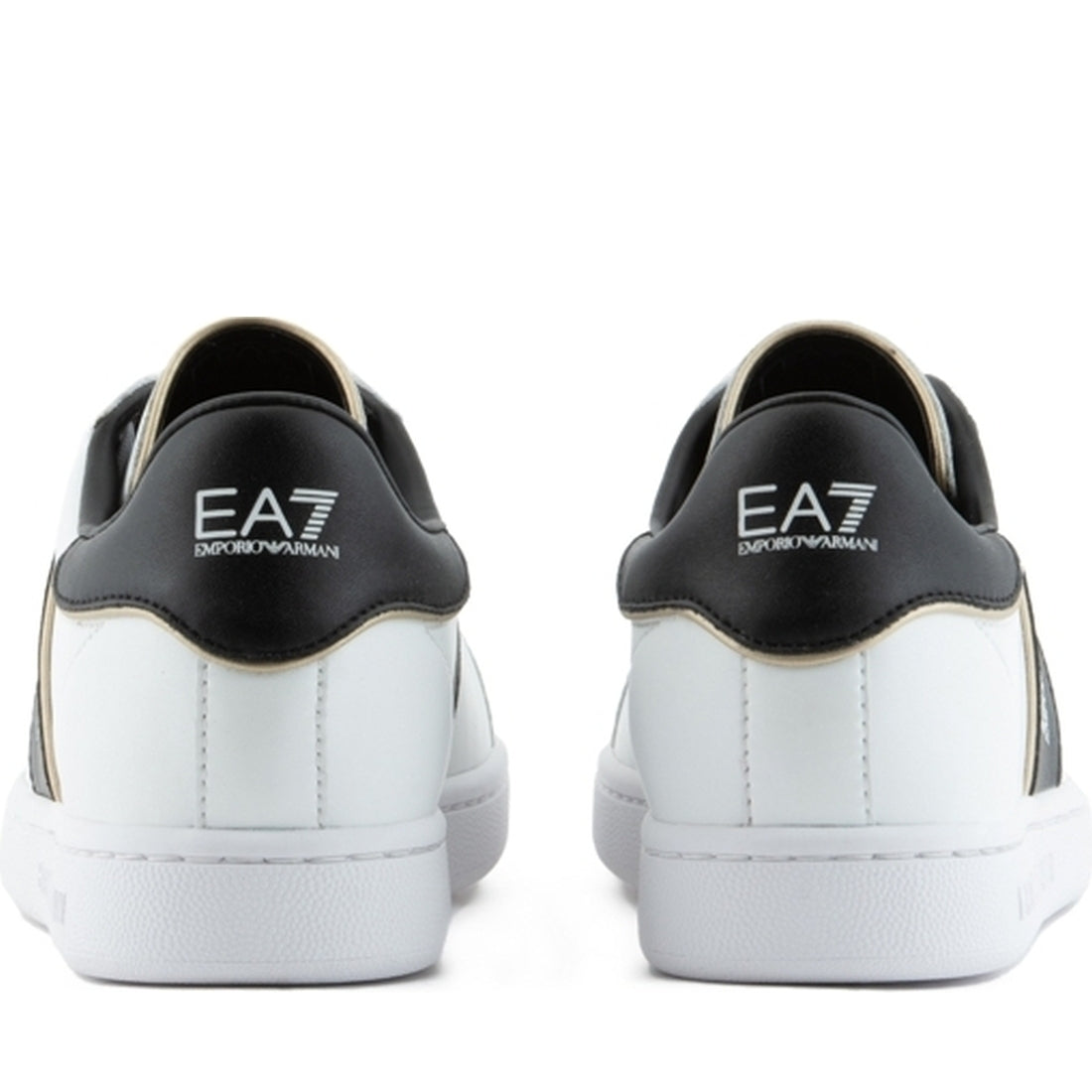 EA7 womens white black gold casual sneaker | Vilbury London