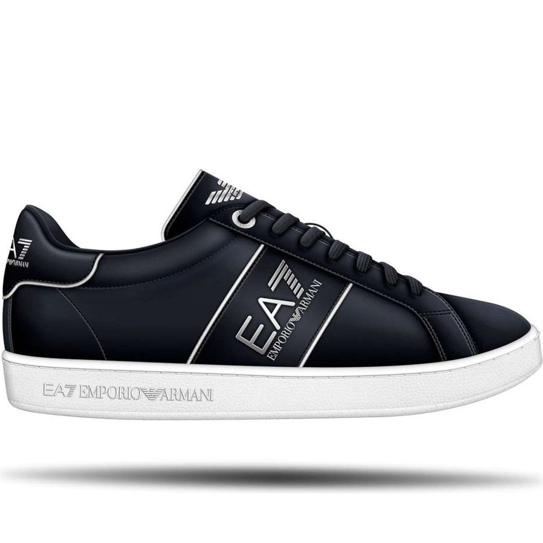 EA7 womens blu notte silver casual sneaker | Vilbury London