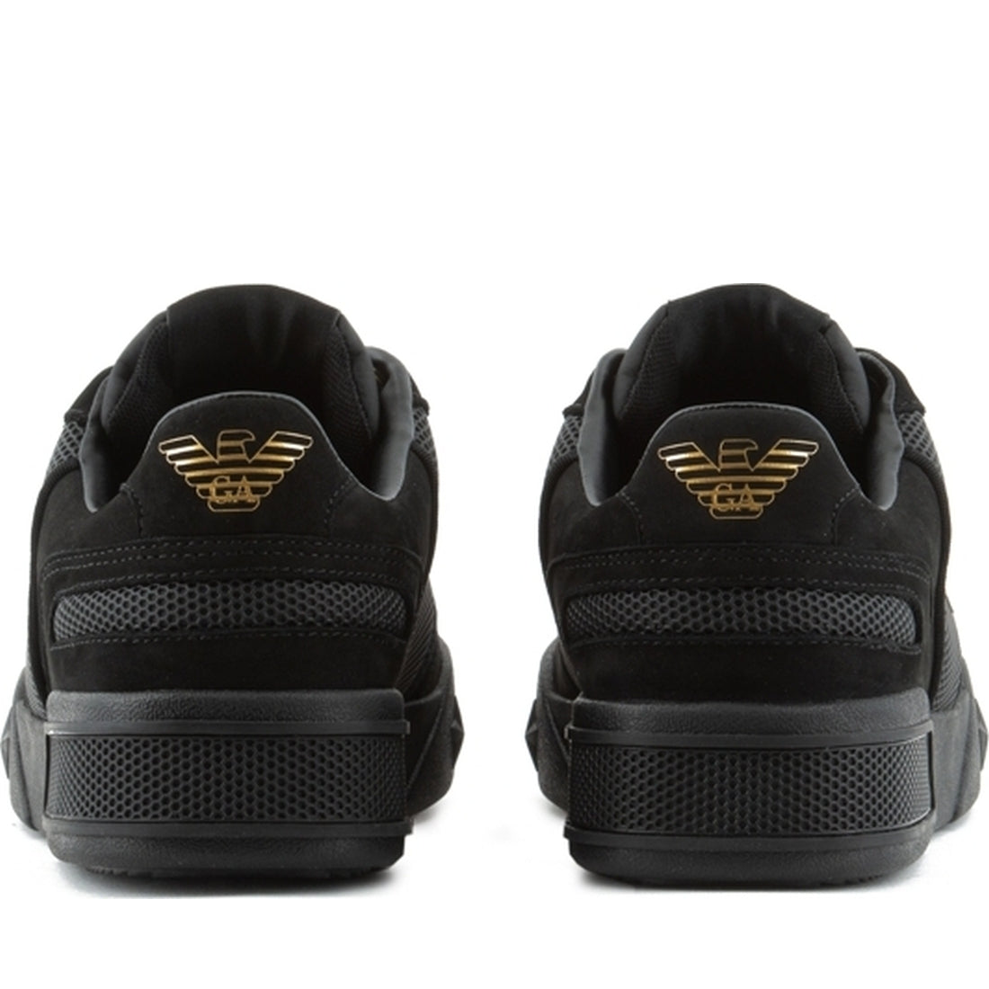 EA7 mens triple black gold casual sneaker | Vilbury London