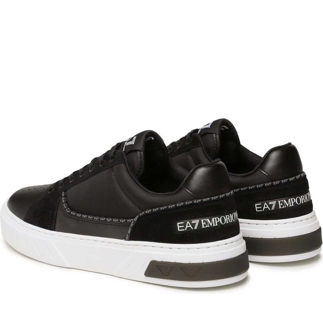 EA7 womens black white casual sneaker | Vilbury London