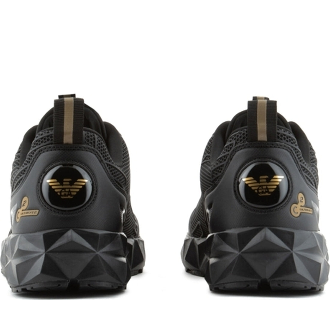 EA7 mens triple black gold casual sneaker | Vilbury London