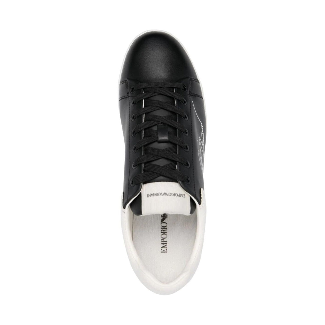 Emporio Armani mens black off white casual closed sneaker | Vilbury London