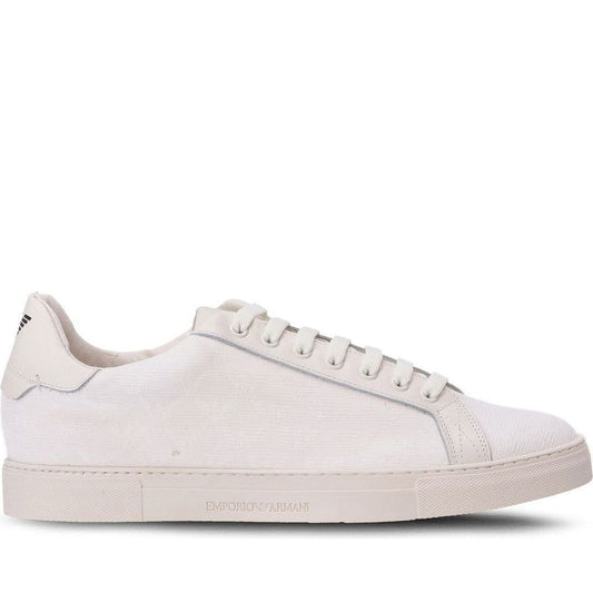 Emporio Armani mens off white casual closed sneaker | Vilbury London