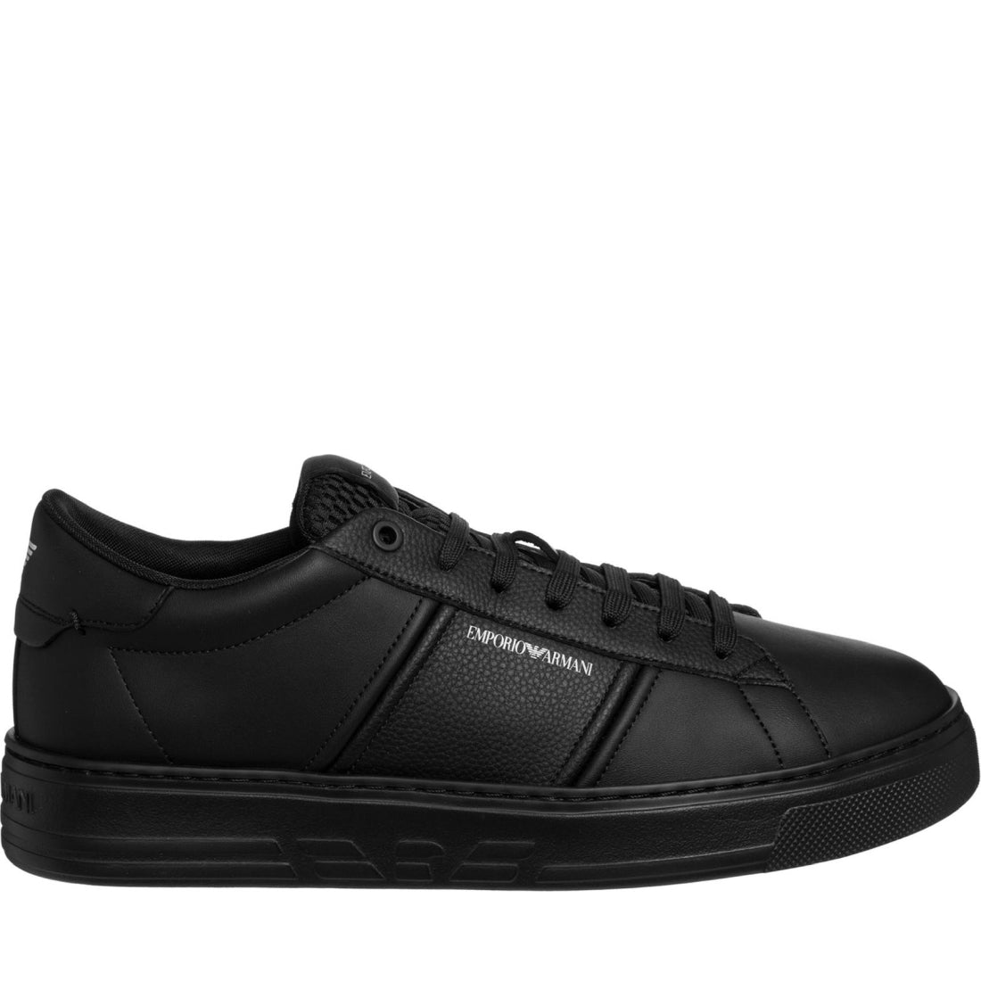 Emporio Armani mens black casual closed sneaker | Vilbury London