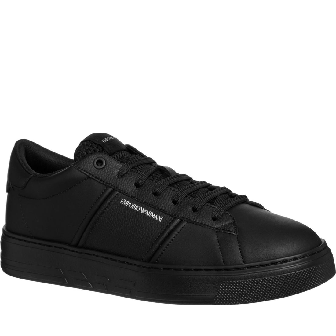 Emporio Armani mens black casual closed sneaker | Vilbury London