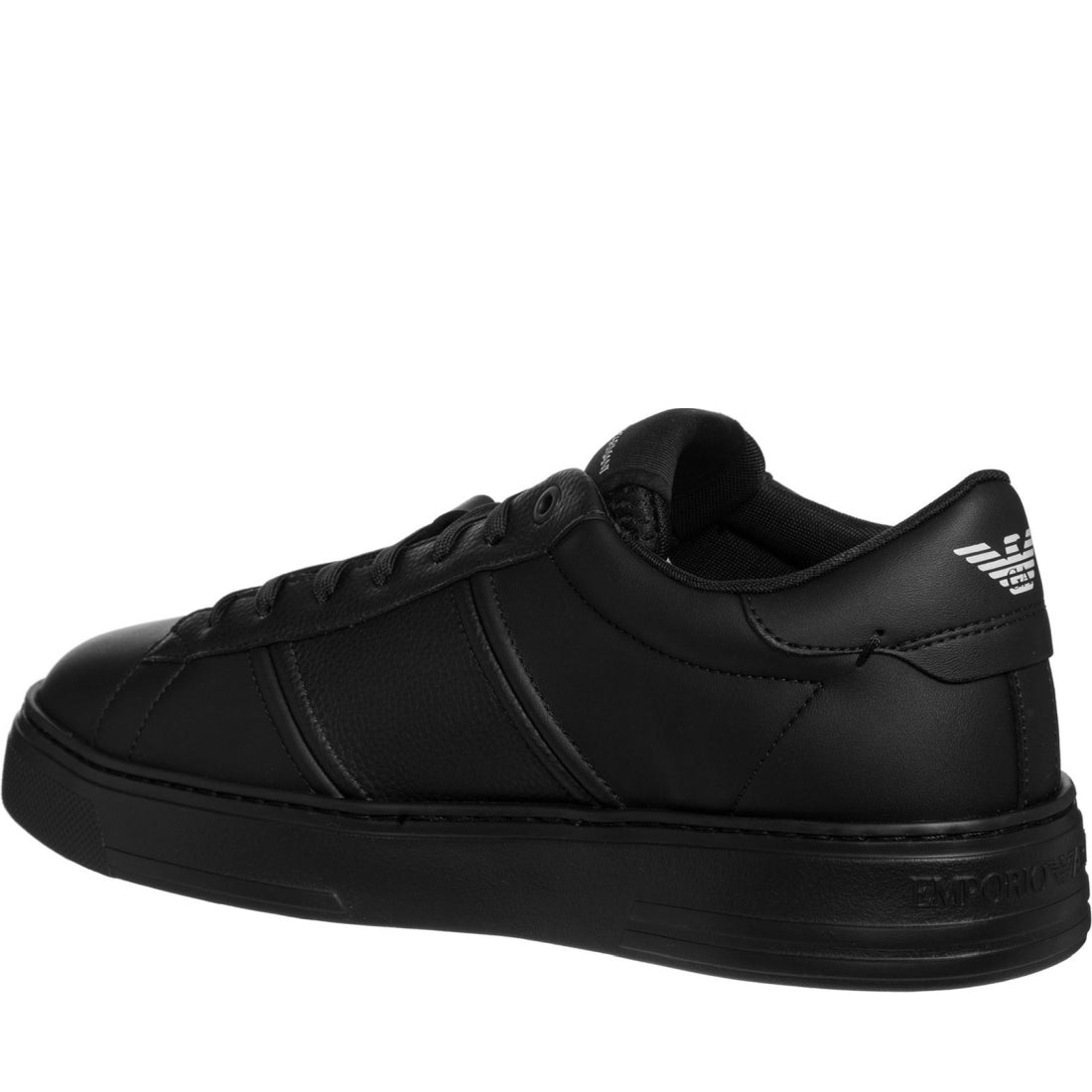 Emporio Armani mens black casual closed sneaker | Vilbury London