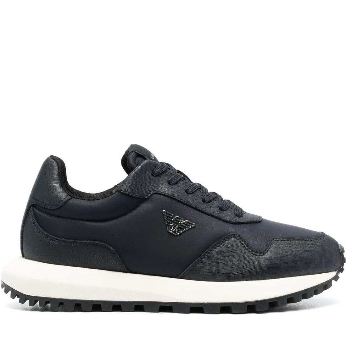 Emporio Armani mens navy casual closed sneaker | Vilbury London