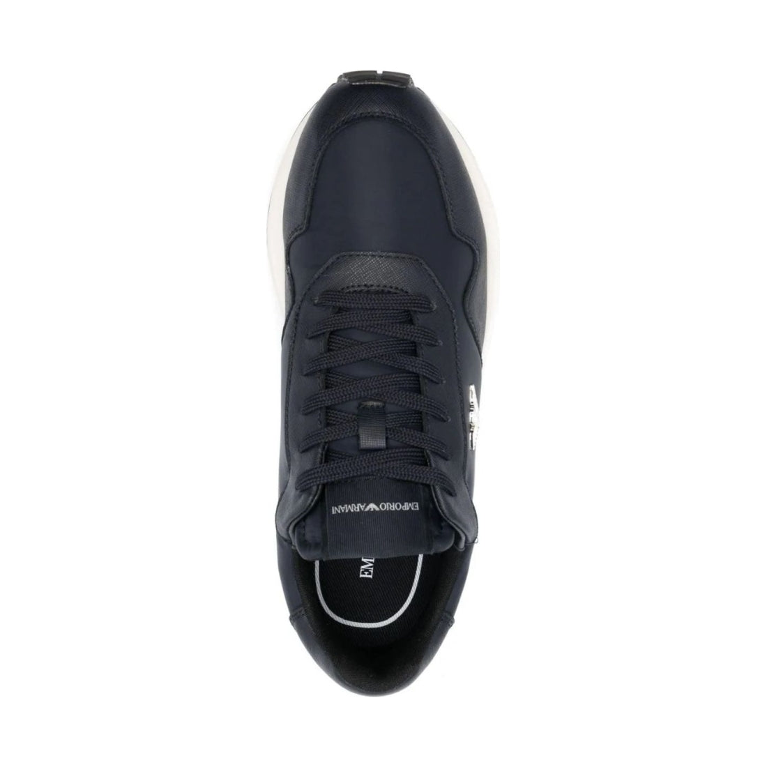 Emporio Armani mens navy casual closed sneaker | Vilbury London