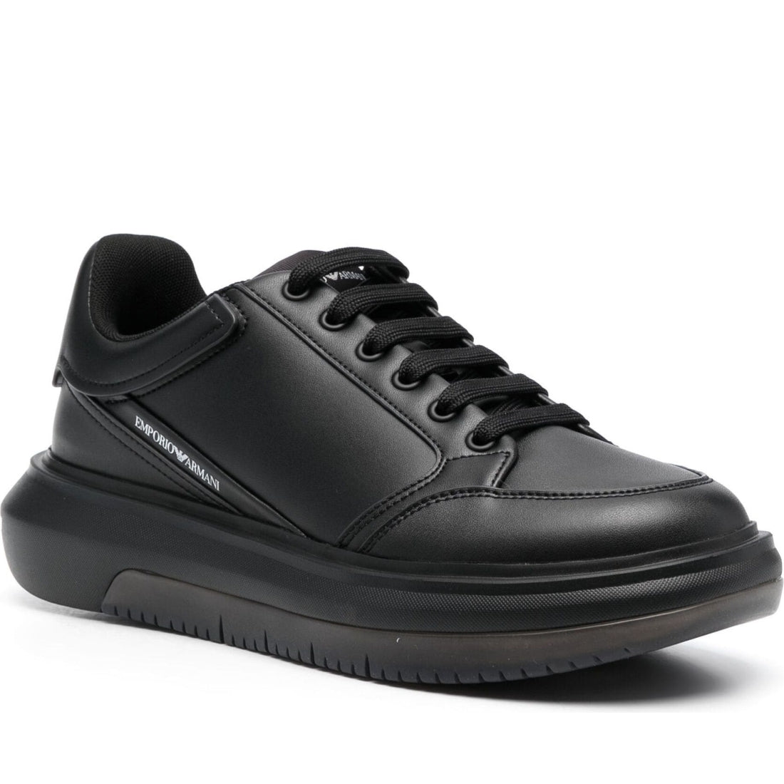 Emporio Armani mens black casual closed sneaker | Vilbury London