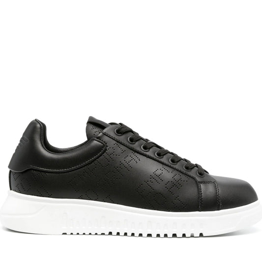 Emporio Armani mens black casual closed sneaker | Vilbury London