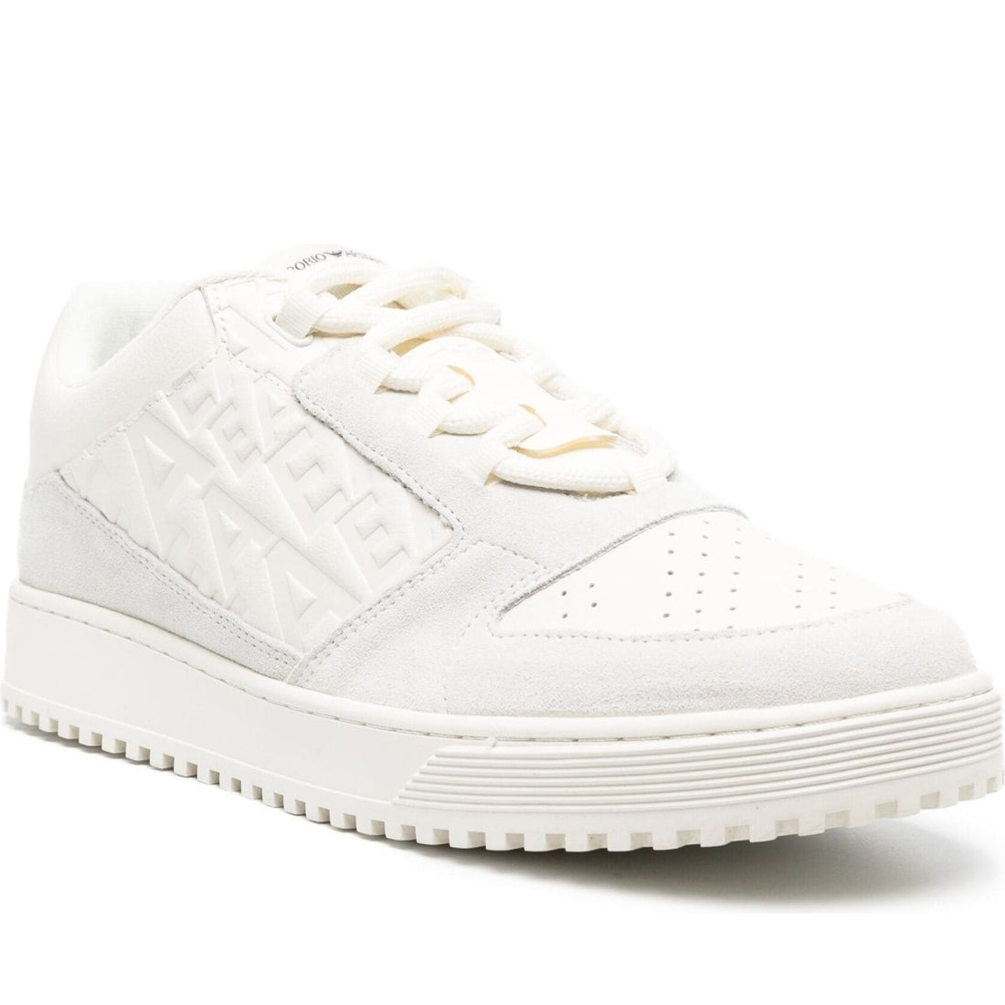 Emporio Armani mens off white casual closed sneaker | Vilbury London