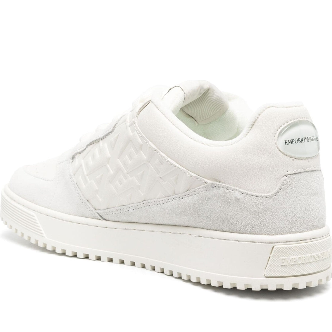 Emporio Armani mens off white casual closed sneaker | Vilbury London