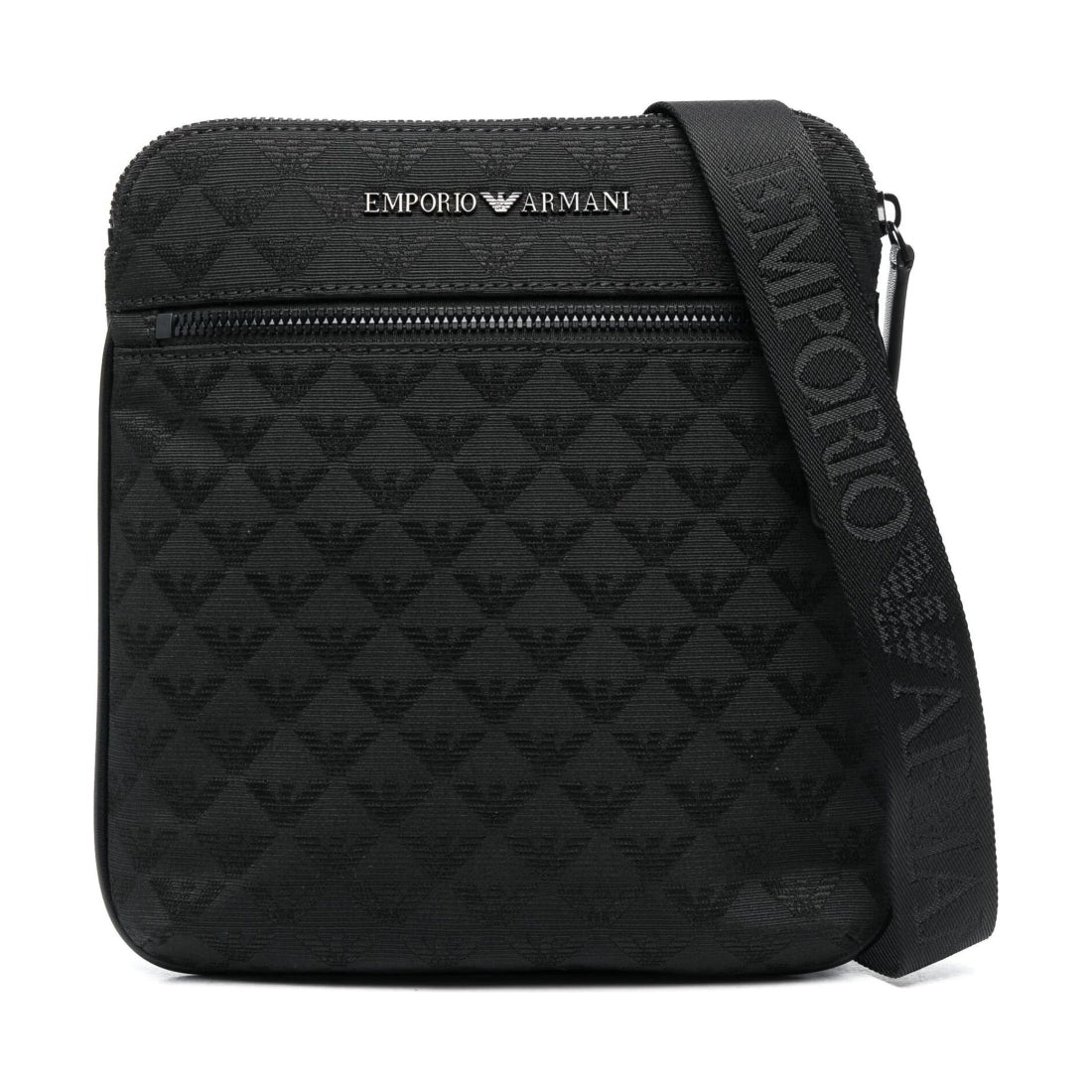 Emporio Armani mens black casual messenger bag | Vilbury London