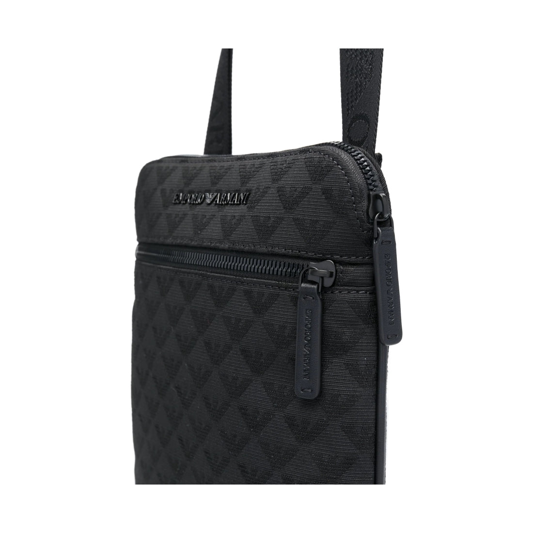 Emporio Armani mens black casual messenger bag | Vilbury London