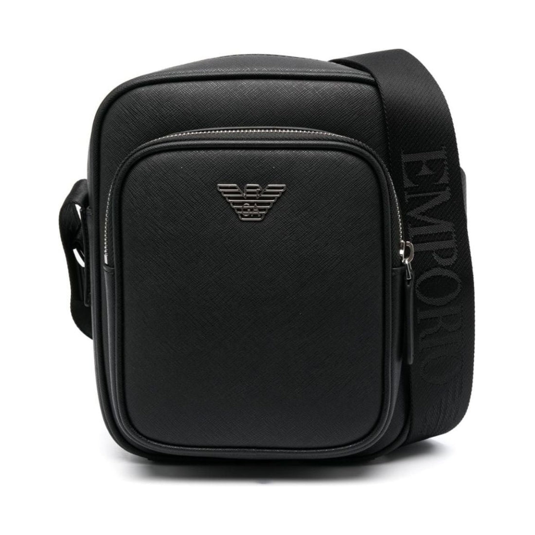 Emporio Armani mens black casual messenger bag | Vilbury London