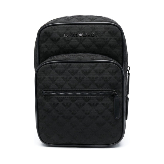 Emporio Armani mens black casual backpack | Vilbury London