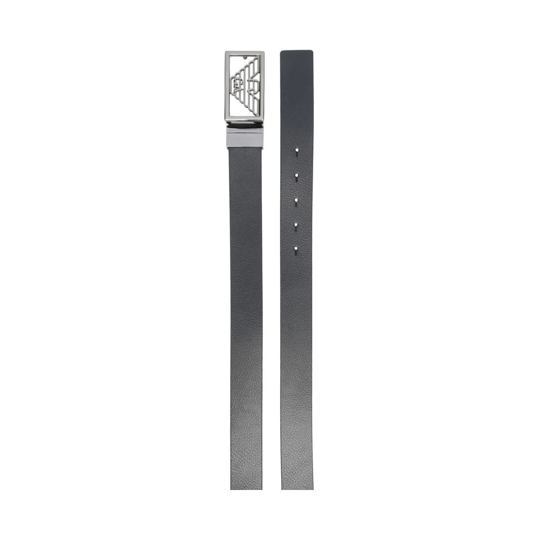 Emporio Armani mens nero grigio casual plate belt | Vilbury London