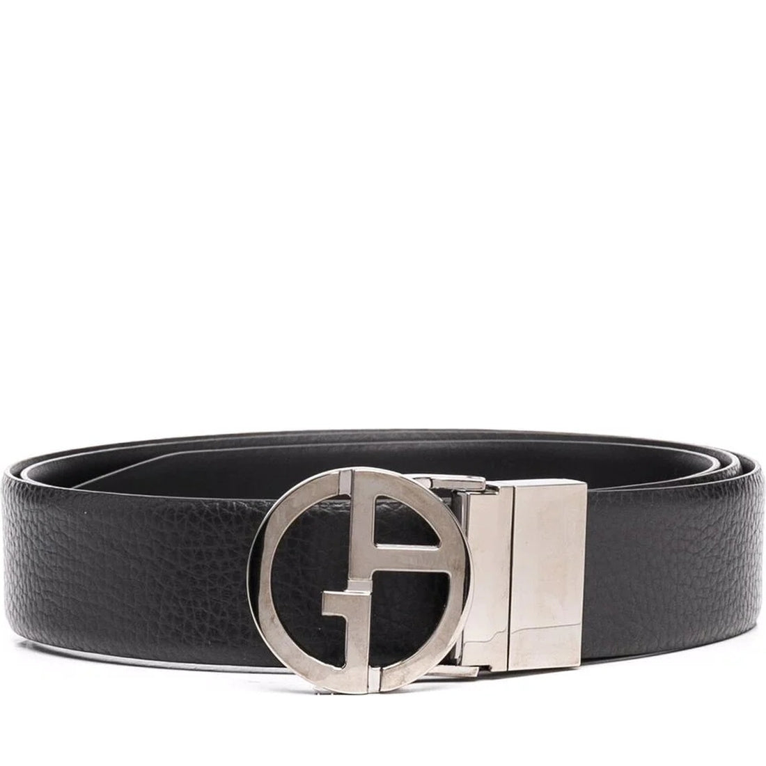 Giorgio Armani mens nero elegant plate belt | Vilbury London