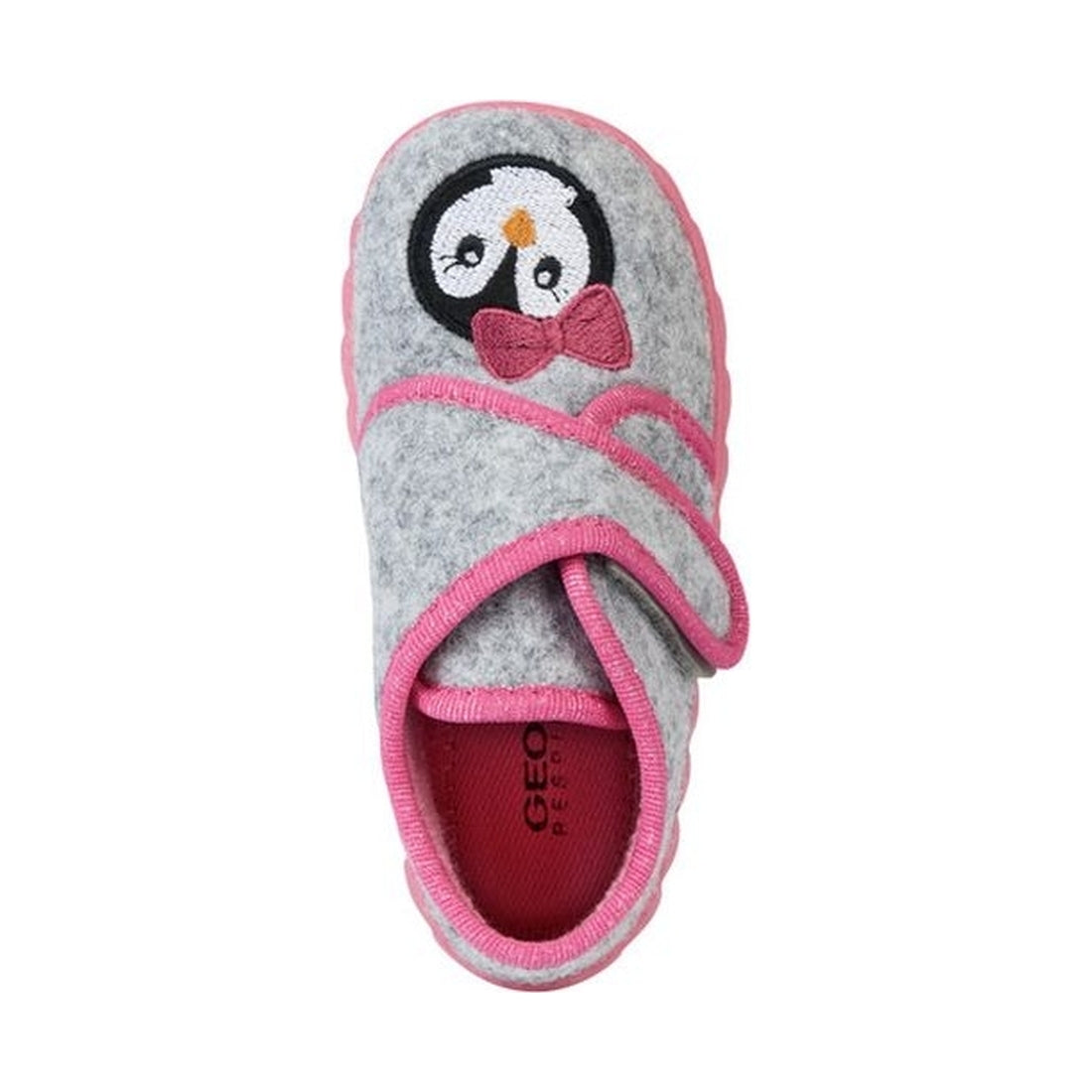 Geox girls lt grey, pink zyzie indoor slippers | Vilbury London