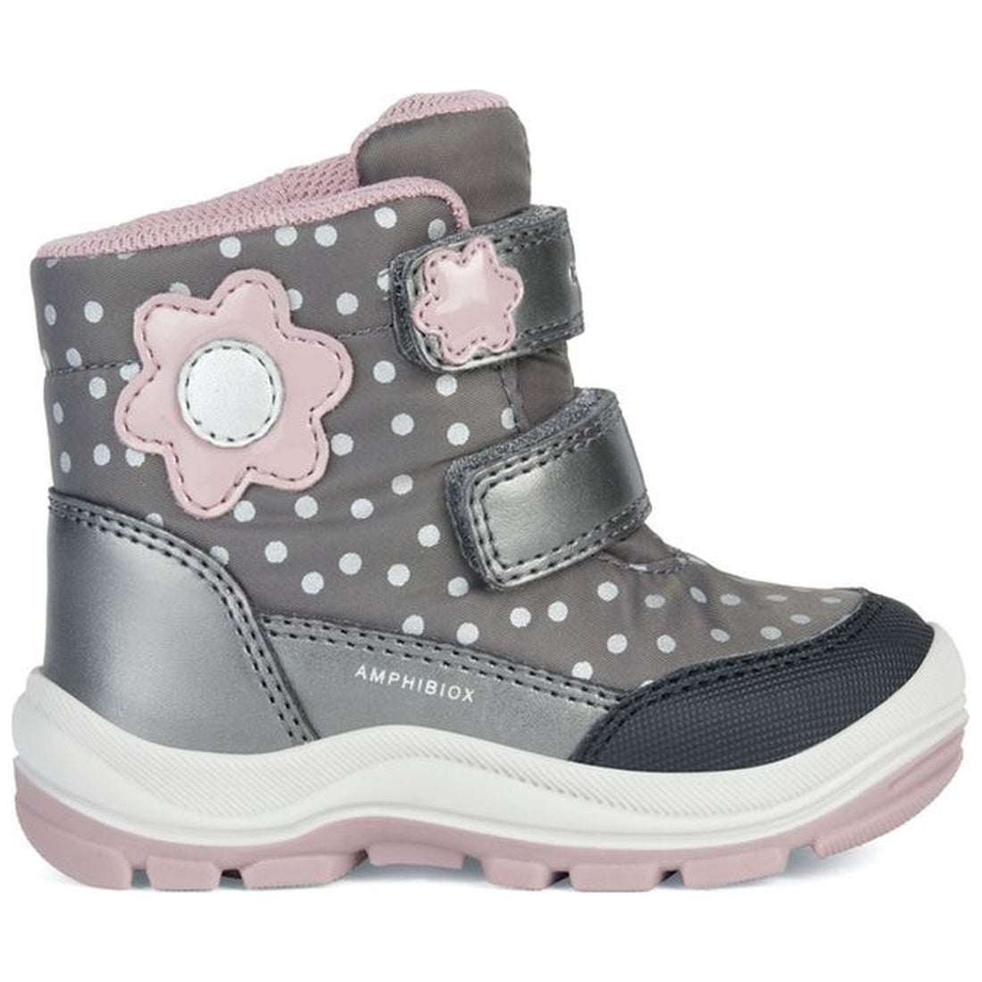 Geox girls dk grey, pink flanfil abx booties | Vilbury London