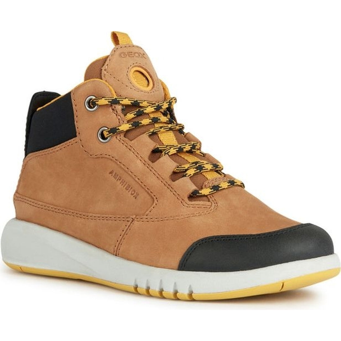 Geox boys brown, dk yellow aeranter abx booties | Vilbury London