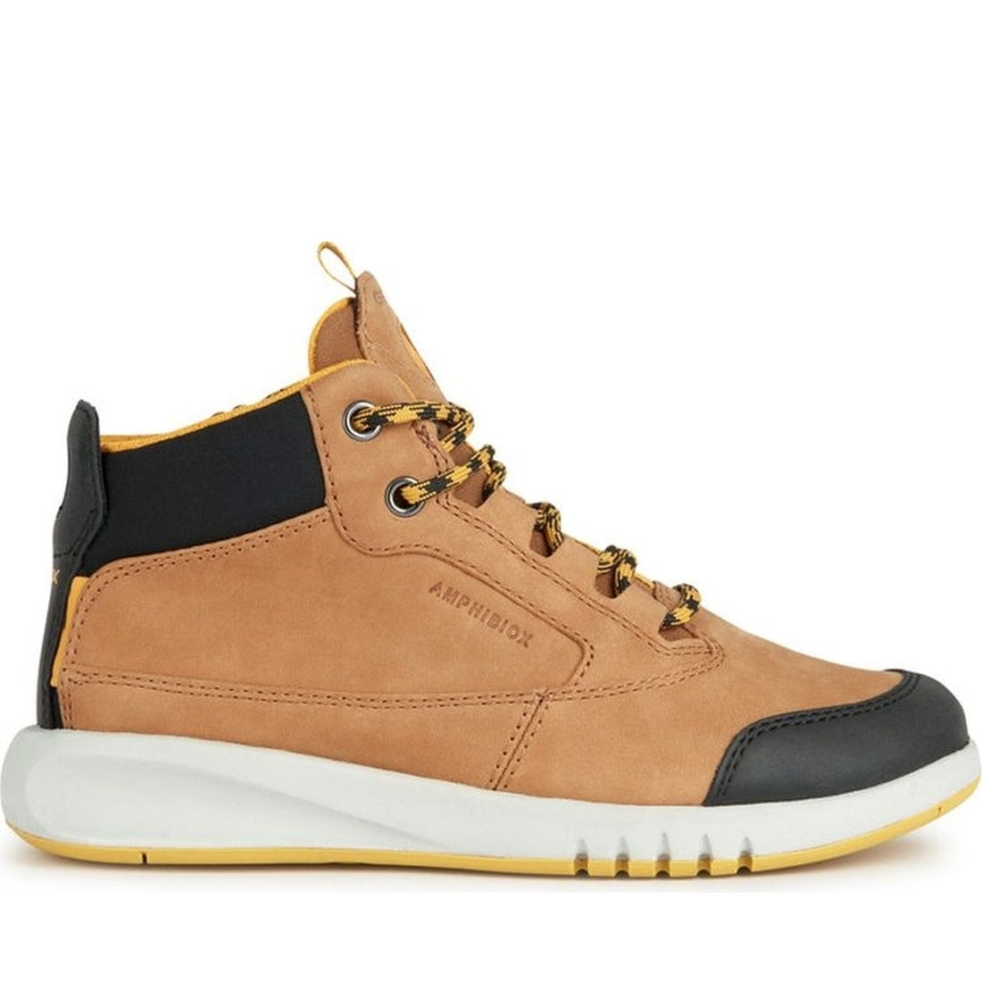 Geox boys brown, dk yellow aeranter abx booties | Vilbury London