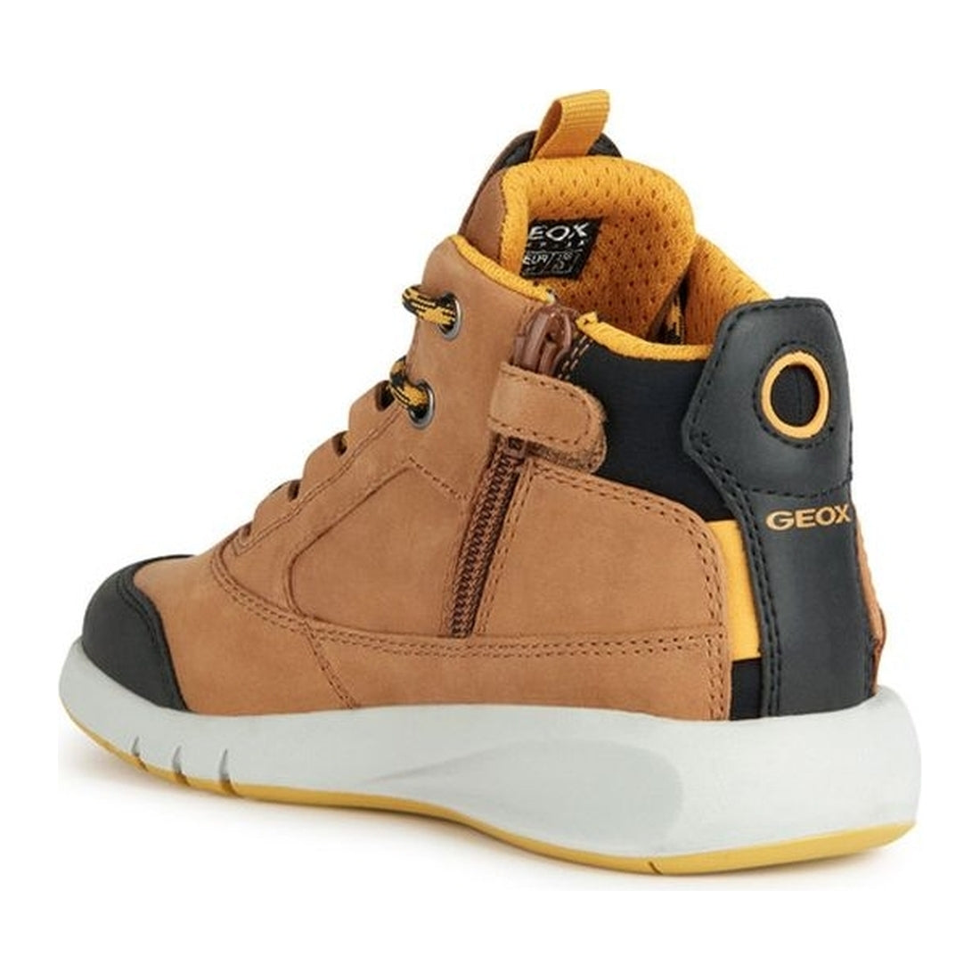 Geox boys brown, dk yellow aeranter abx booties | Vilbury London