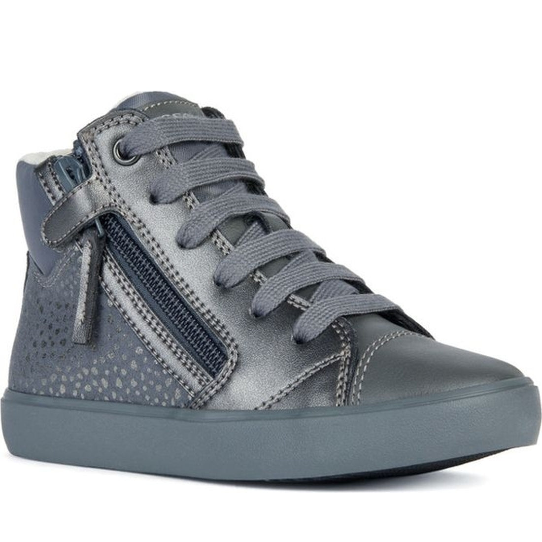 Geox girls dk grey, silver gisli booties | Vilbury London