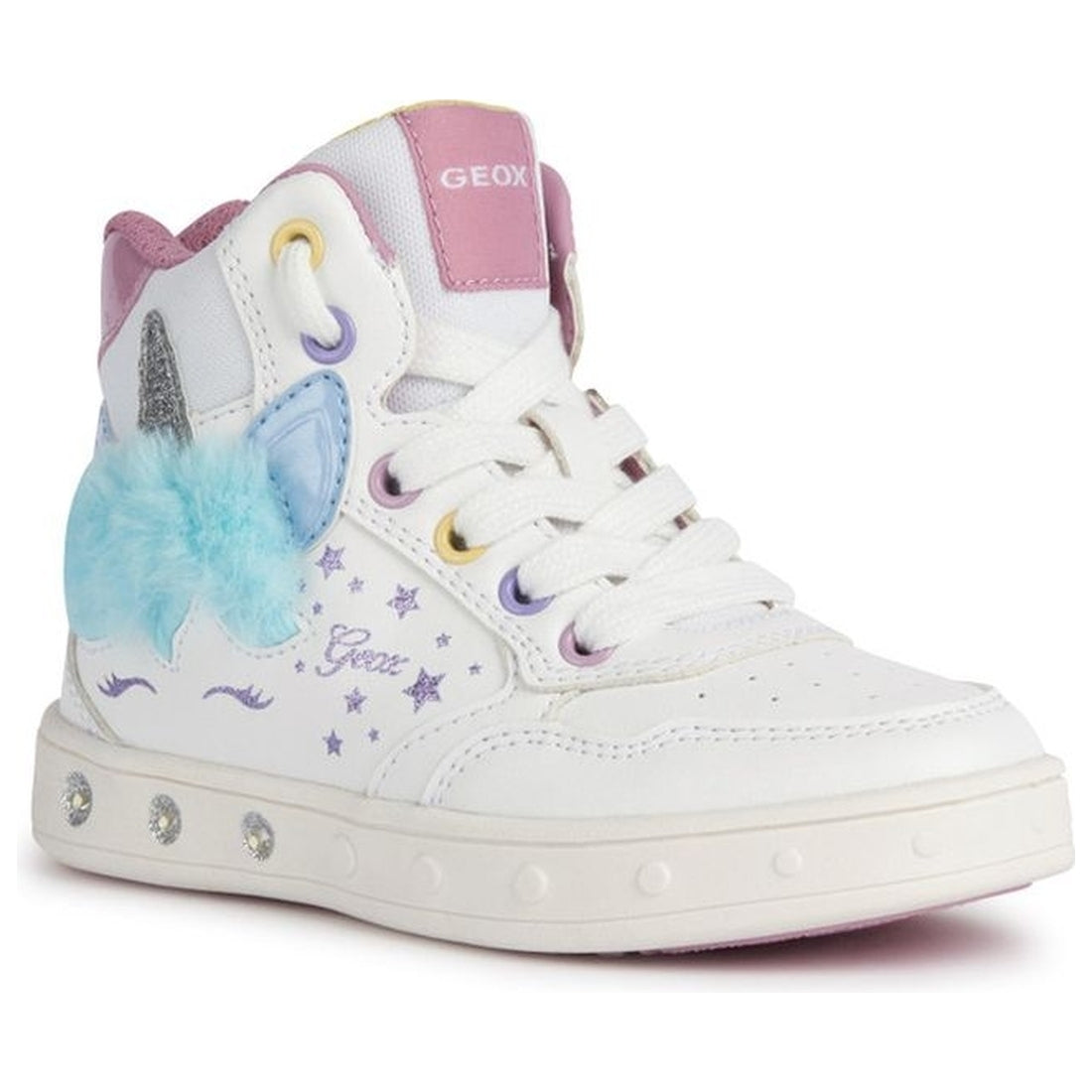 Geox girls white, multicolor skylin booties | Vilbury London