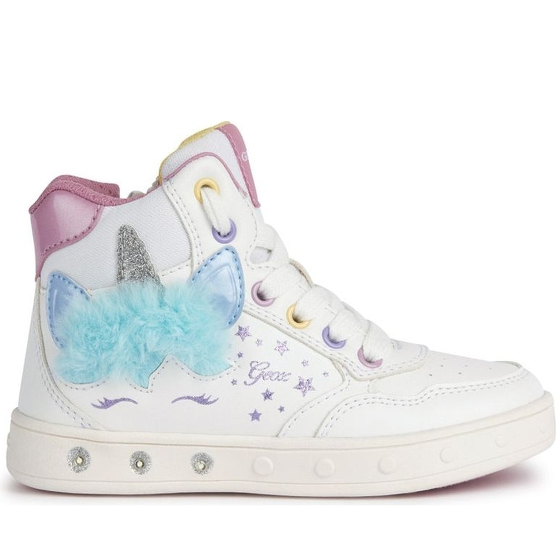 Geox girls white, multicolor skylin booties | Vilbury London