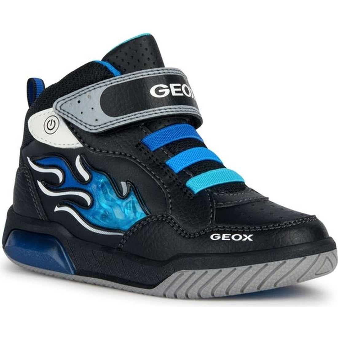 Geox boys black, lt blue inek booties | Vilbury London