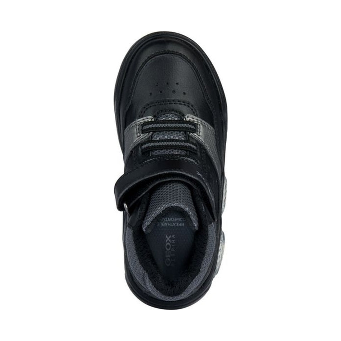 Geox boys black, dk grey illuminus sport shoe | Vilbury London