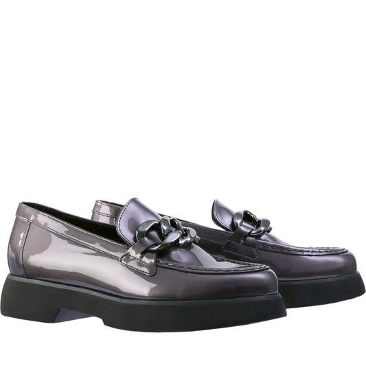 Hogl womens silver stacy loafers | Vilbury London