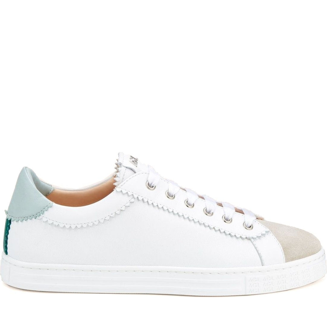 AGL womens white sade sport shoe | Vilbury London