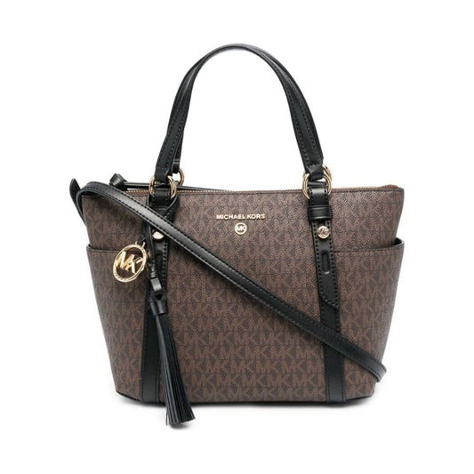 Michael Kors womens brown, blk sm conv top-zip tote | Vilbury London