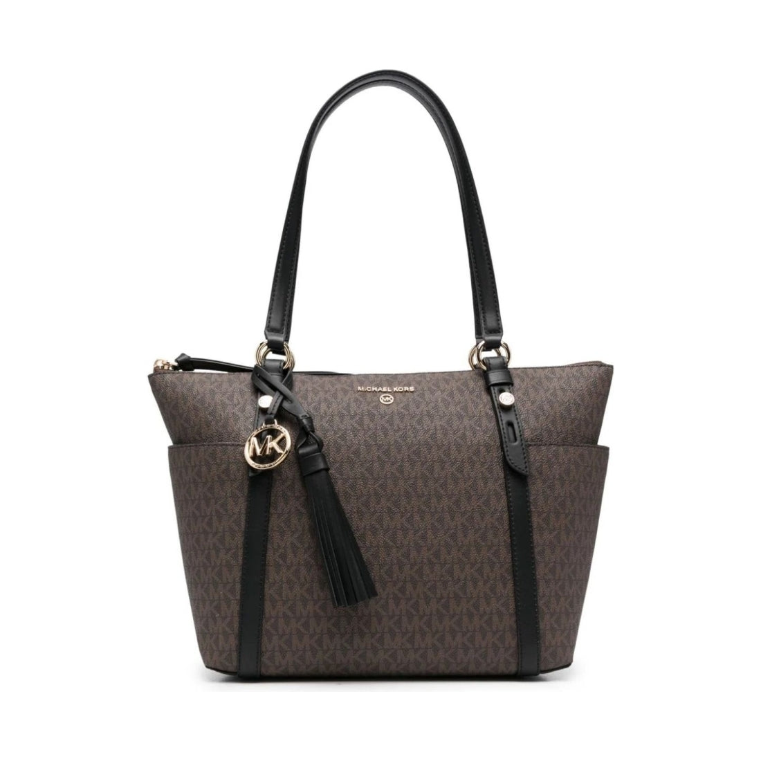 Michael Kors womens brown, blk md top-zip tote | Vilbury London