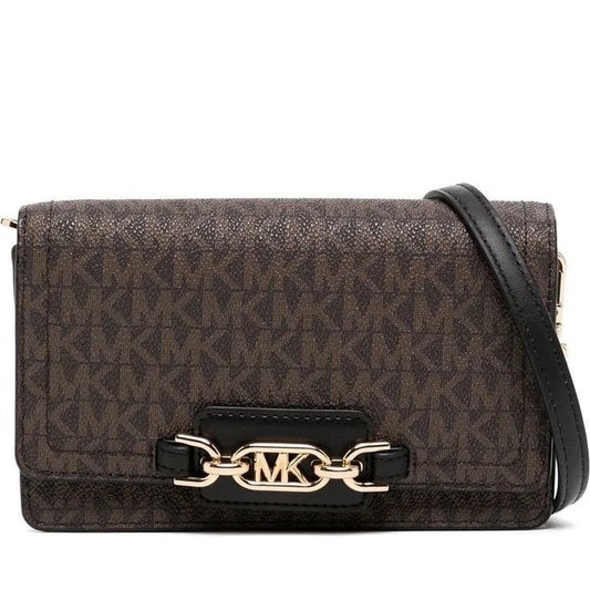 Michael Kors womens brown, blk sm phone chain crossbody | Vilbury London