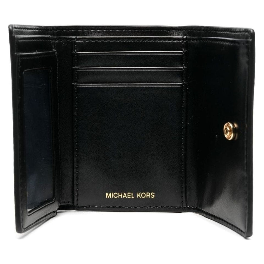 Michael Kors womens black md flap trifold wallet | Vilbury London